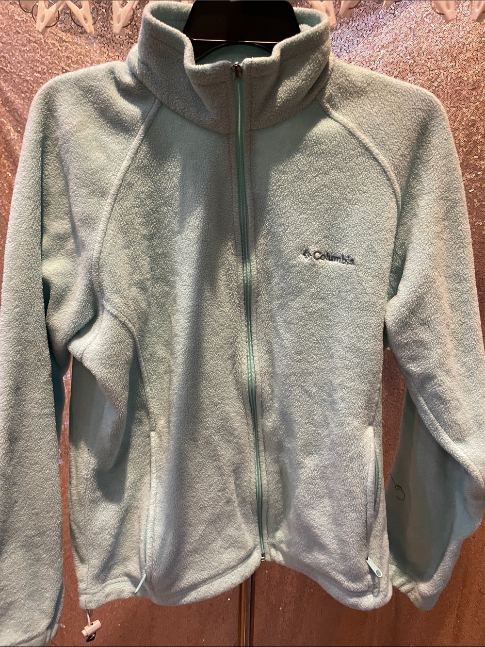 Columbia Light Aqua/green  Plush Fleece Jacket with Embroidered Logo